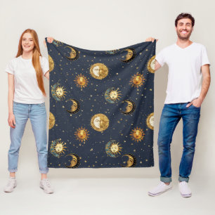 Navy Gold Astrologie-Symbole Kosmisch Fleecedecke