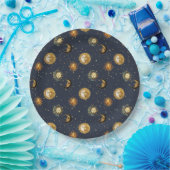 Navy Gold Astrologie-Symbole Kosmisch Pappteller (Party)