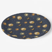 Navy Gold Astrologie-Symbole Kosmisch Pappteller (Schrägansicht)