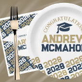 Navy & Gold auf der Weißen Hälfte Wiederholung Gra Pappteller