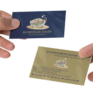 Navy Gold Badewannenblasen Sojawachs Seife Visitenkarte