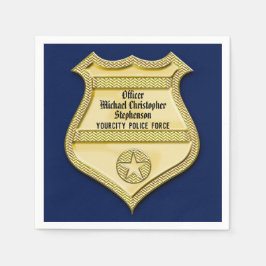 Navy Gold Badge Police Graduation/Retirement Party Serviette
