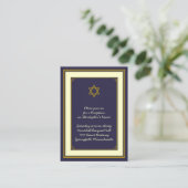 Navy & Gold Bar Mitzvah Empfang Card Begleitkarte (Stehend Vorderseite)