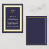 Navy & Gold Bar Mitzvah Empfang Card Begleitkarte (Vorne/Hinten)