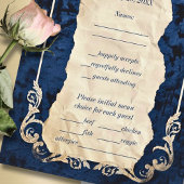 Navy Gold Baroque Elegante Luxus Hochzeit RSVP Karte