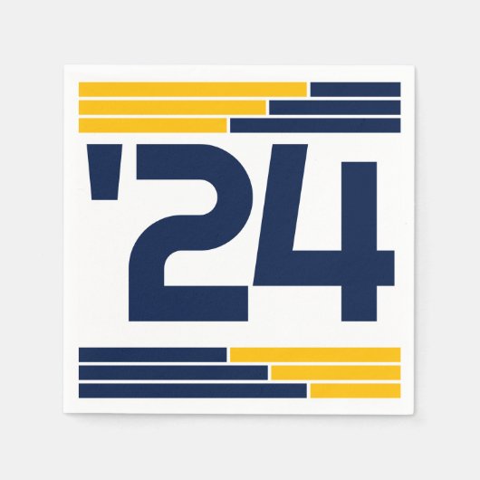 Navy & Gold Bars Class of '24 Grad Party Serviette (Vorderseite)