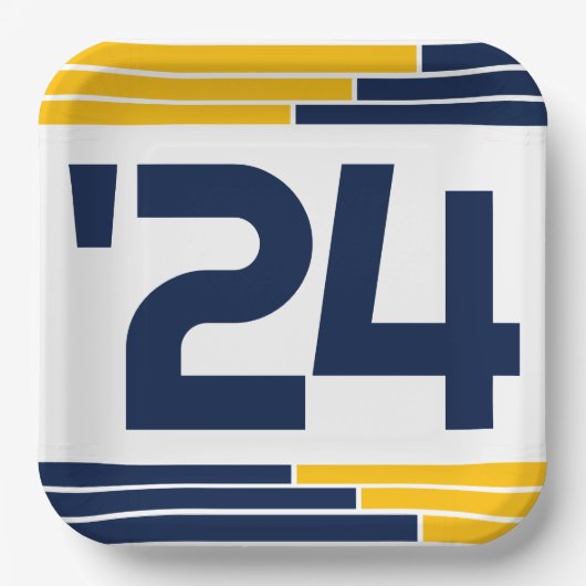 Navy & Gold Bars Class of '24 Graduate Pappteller (Vorderseite)