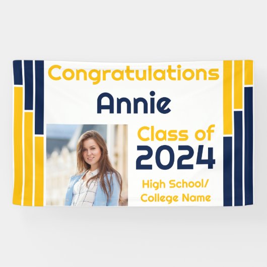 Navy & Gold Bars Ein Foto Abschluss Banner (Horizontal)