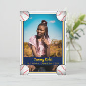 Navy & Gold Baseball Abschluss Ankündigung (Stehend Vorderseite)