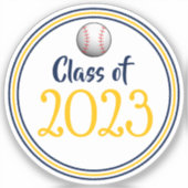 Navy & Gold Baseball Class Year Abschluss Aufkleber (Vorderseite)
