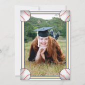 Navy & Gold Baseball Graduation Party Einladung (Rückseite)