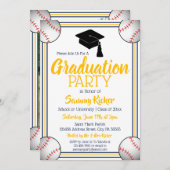 Navy & Gold Baseball Graduation Party Einladung (Vorne/Hinten)