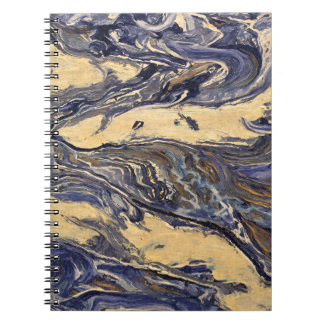 Navy Gold Beige Marmor Swirl Abstrakt Notizblock