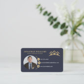 Navy & Gold Beruflich Real Anwesen Foto Visitenkarte (Stehend Vorderseite)