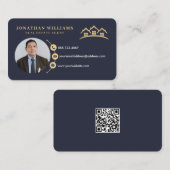 Navy & Gold Beruflich Real Anwesen Foto Visitenkarte (Vorne/Hinten)