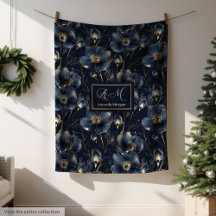 Navy Gold Blumen Decke Moderne Individuelle Namens