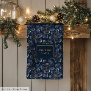 Navy Gold Blumen Geschirrtuch Chic Personalisierte