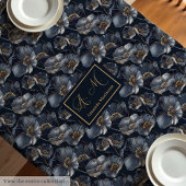 Navy Gold Blumen Tischdecke Elegantes Monogramm Ge