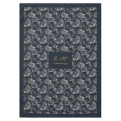 Navy Gold Blumen Tischdecke Elegantes Monogramm Ge (Vorderseite)