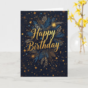 Navy Gold Botanische Geburtstagskarte Karte