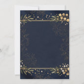 Navy Gold Botanische Hochzeit Save The Date (Rückseite)