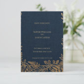 Navy Gold Botanische Save-The-Date-Karte Save The Date (Stehend Vorderseite)