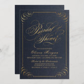 Navy-Gold-Brautparty Einladung (Vorne/Hinten)