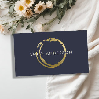 NAVY GOLD BRUSH STROKE STAIN CIRCLE MARK LOGO VISITENKARTE