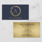 NAVY GOLD BRUSKE STAIN CIRCLE LOGO MONOGRAMM VISITENKARTE (Vorne/Hinten)