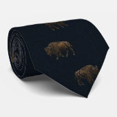 Navy Gold Büffel-Erbe Krawatte (Gerollt)
