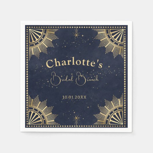 Navy & Gold Celestial Tarot Brautparty Serviette (Vorderseite)