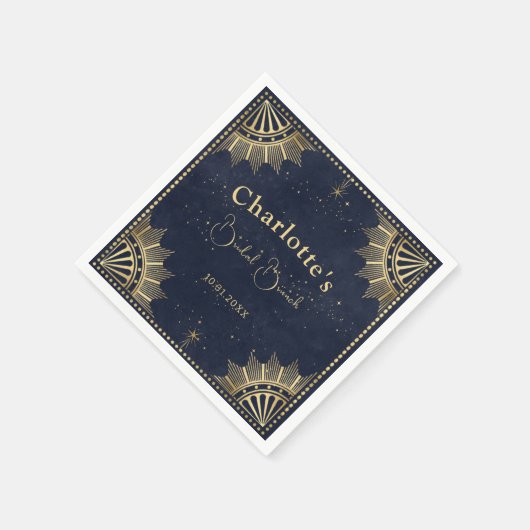 Navy & Gold Celestial Tarot Brautparty Serviette (Ecke)