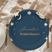 Navy Gold Celestist Crescent Moon Brautparty Pappteller