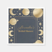 Navy Gold Celestist Crescent Moon Brautparty Serviette (Vorderseite)