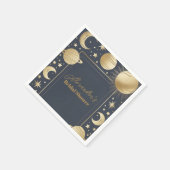 Navy Gold Celestist Crescent Moon Brautparty Serviette (Ecke)
