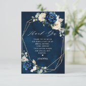 Navy Gold Champagne Ivory Geometric Brautparty Dankeskarte (Stehend Vorderseite)