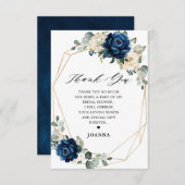 Navy Gold Champagne Ivory Geometric Brautparty Dankeskarte (Vorne/Hinten)