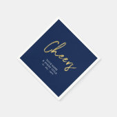 Navy & Gold Cheers Brush Script Party Feiern Serviette (Ecke)