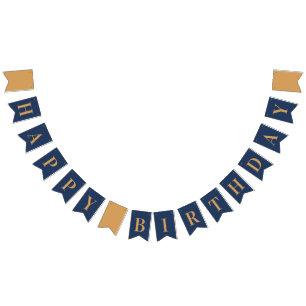 Navy Gold Chic Happy Birthday Wimpelkette