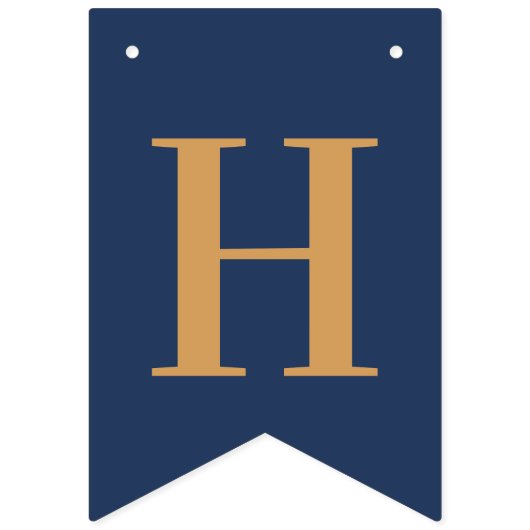 Navy Gold Chic Happy Birthday Wimpelkette (Zweite Fahne)