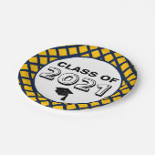 Navy & Gold Class 2024 Abschluss Pappteller (Schrägansicht)