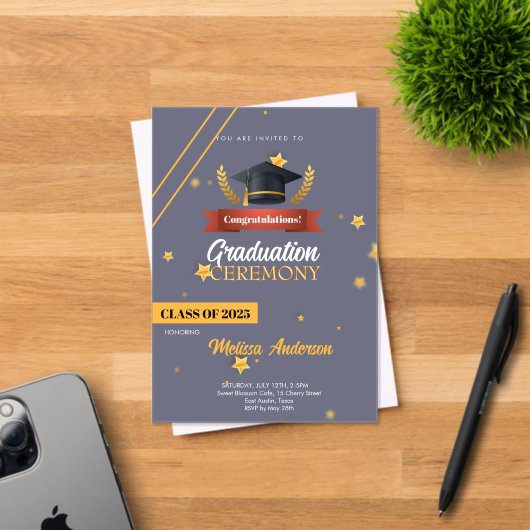 Navy Gold Class of 2025 Ceremony Invite Acryleinladungen (Insitu (Einladungskarte))