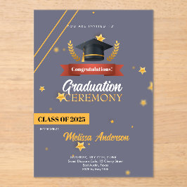 Navy Gold Class of 2025 Ceremony Invite Acryleinladungen