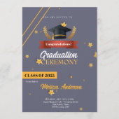Navy Gold Class of 2025 Ceremony Invite Einladung (Vorderseite)