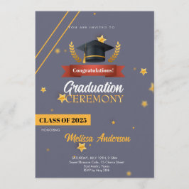 Navy Gold Class of 2025 Ceremony Invite Einladung