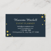 Navy Gold Classic Confetti Event Planner Visitenkarte (Rückseite)