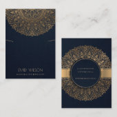 NAVY GOLD CLASSIC ORNATE MANDALA NECKLACE DISPLAY VISITENKARTE (Vorne/Hinten)