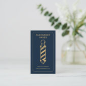 Navy Gold Classic Pole Master Friseur Visitenkarte (Stehend Vorderseite)