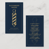 Navy Gold Classic Pole Master Friseur Visitenkarte (Vorne/Hinten)
