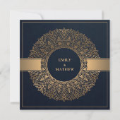NAVY GOLD CLASSIC VERZIERT MANDALA BRAUTPARTY EINLADUNG (Rückseite)